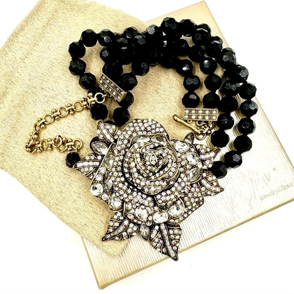 Heidi Daus Necklace Enchanted Beauty Floral Crystal Double Strand NIB - Picture 6 of 11